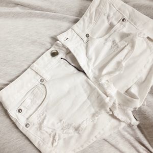 Abercrombie low rise white jean shorts